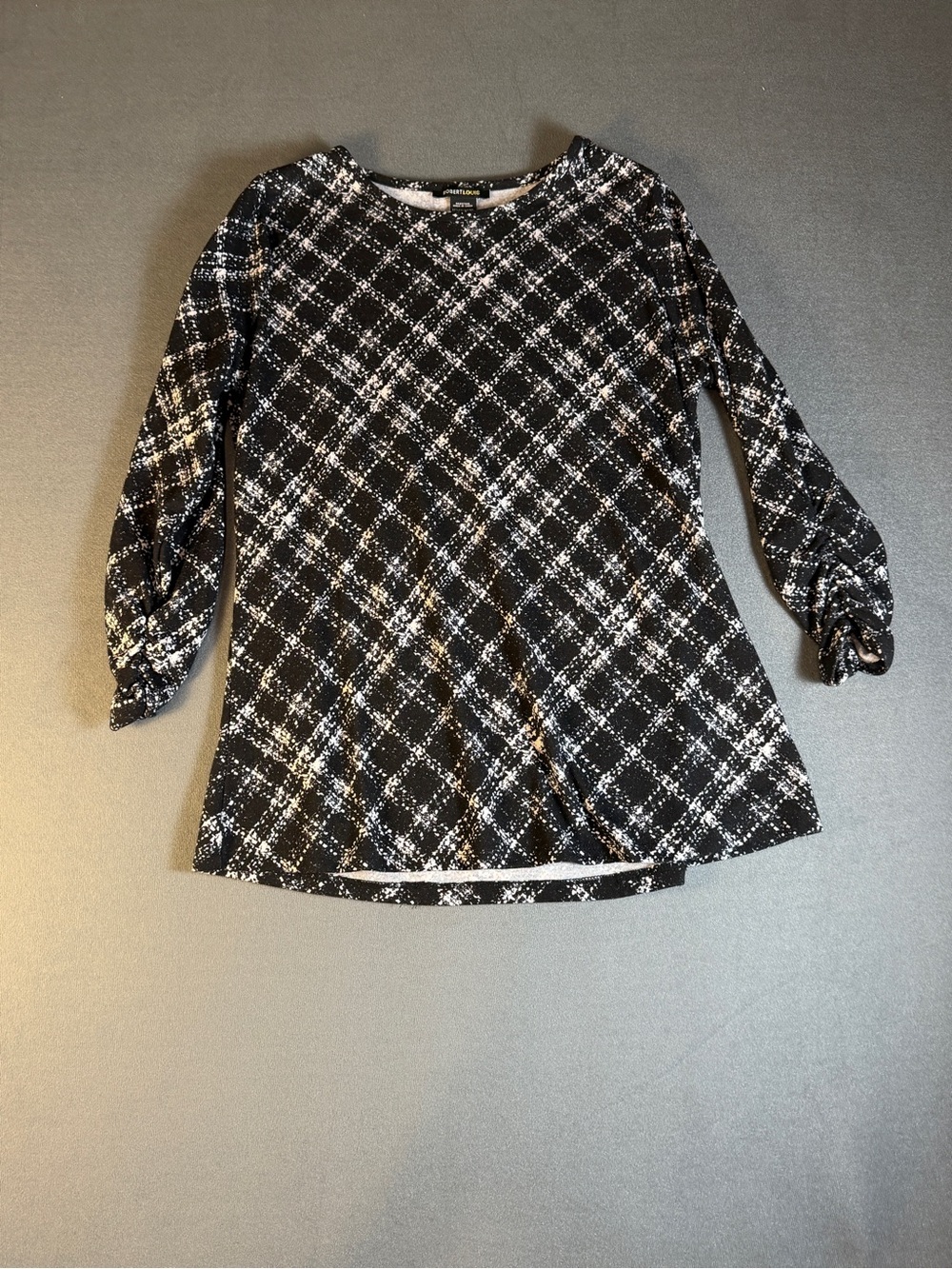 Robert Louis Black & White Plaid Long Sleeve Tunic